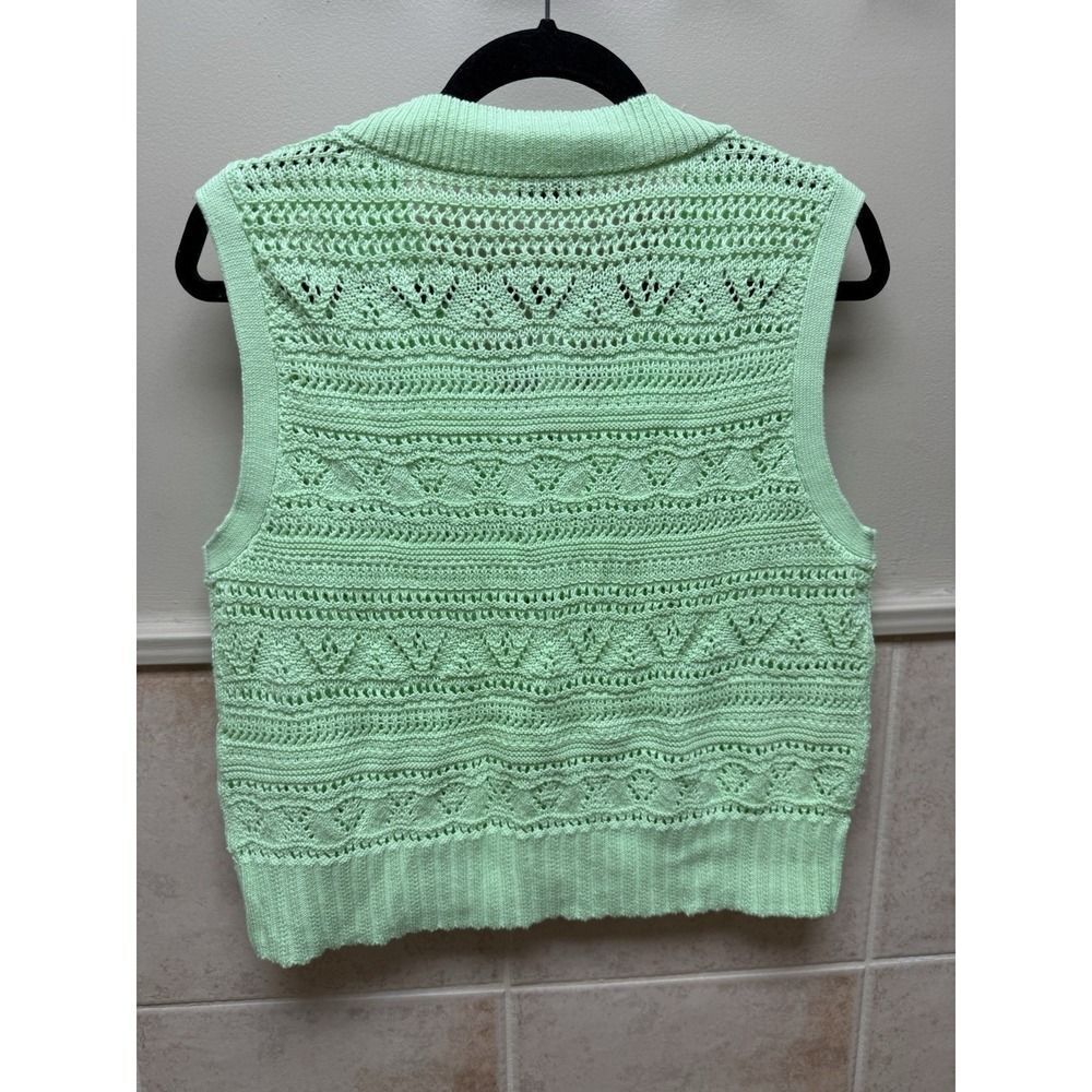 Talbots Cropped Shaker Stitch Sweater Vest. Mint green. Sz M.NWT.MSRP $79.50 - Picture 4 of 11